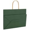 vidaXL Pungi de h&acirc;rtie 50 buc cu m&acirc;nere verde 32x17x25 cm