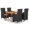 vidaXL Set mobilier de grădină, 5 piese, negru