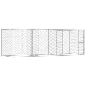vidaXL Cușcă pentru c&acirc;ine Argintiu 600 x 200 x 200 cm Oțel Galvanizat