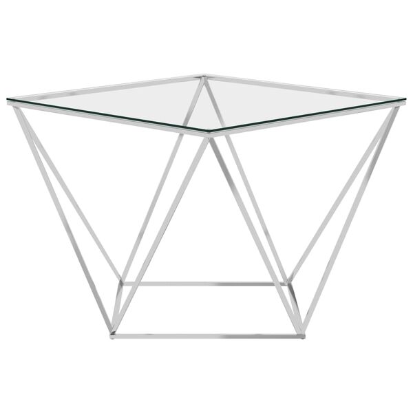 vidaXL Măsuță de cafea, argintiu, 80x80x45 cm, oțel inoxidabil