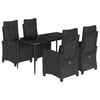 vidaXL Set mobilier de grădină cu perne, 5 piese, negru, poliratan