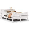 vidaXL Cadru de pat fără saltea, alb, 135x190 cm, lemn masiv de pin