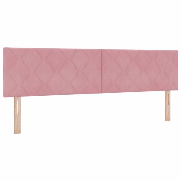 vidaXL Pat cu arcuri cu saltea cu headboard Roz 200 x 180 cm Poliester