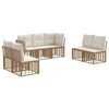 vidaXL Set de canapele de exterior cu pernă 7 pcs natural Poliester