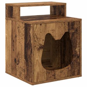 vidaXL Casa pentru pisici Lemn vechi 42,5 x 40 x 53,5 cm Lemn compozit