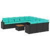 vidaXL Set mobilier de grădină cu perne, 12 piese, negru, poliratan