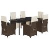 vidaXL Set mobilier de grădină cu perne, 7 piese, maro, poliratan