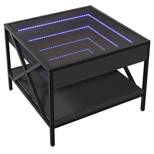 vidaXL Măsuță de cafea cu LED infinity, negru, 50x50x38 cm