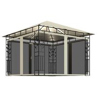 vidaXL Pavilion cu plasă anti-țânțari & lumini LED crem 3x3x2,73m