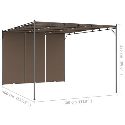 vidaXL Pavilion de grădină cu perdea laterală, gri taupe, 4x3x2,25 m