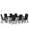 vidaXL Set mobilier de grădină, 9 piese, negru