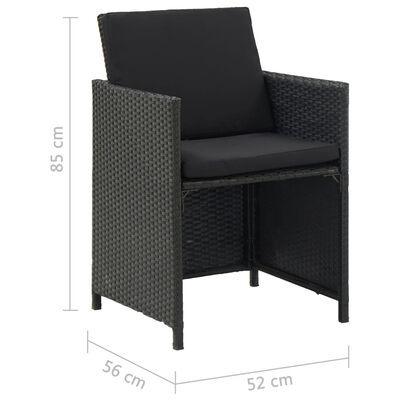 vidaXL Set mobilier de exterior cu perne, 9 piese, negru, poliratan