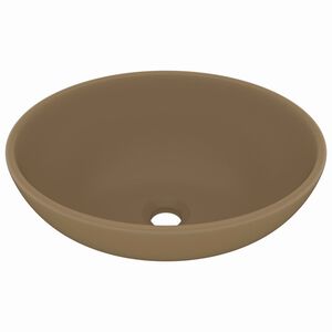 vidaXL Chiuvetă de lux, crem mat, 40 x 33 cm, ceramică, formă ovală