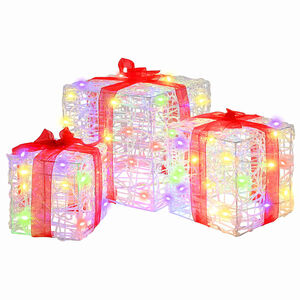 vidaXL Cutie cadou cu 60 LED 3 pcs Multicolour 20 x 20 x 20 cm Acril