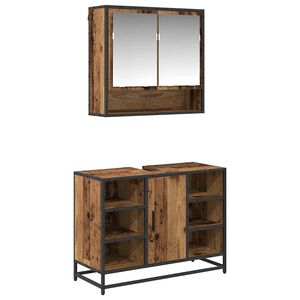 vidaXL Set de mobilier pentru baie 2 pcs Lemn Vechi Lemn compozit