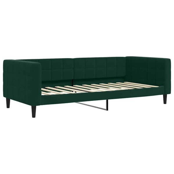 vidaXL Pat de zi cu extensie și saltele verde închis 90x200 cm catifea