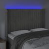 vidaXL Tăblie de pat cu LED, gri deschis, 147x16x118/128 cm, catifea