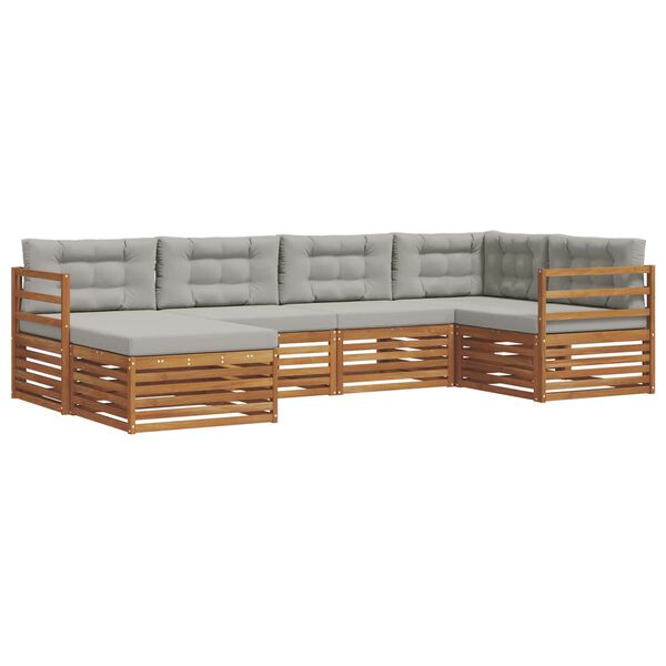 vidaXL Set de canapele de exterior 6 pcs Gri natural și deschis