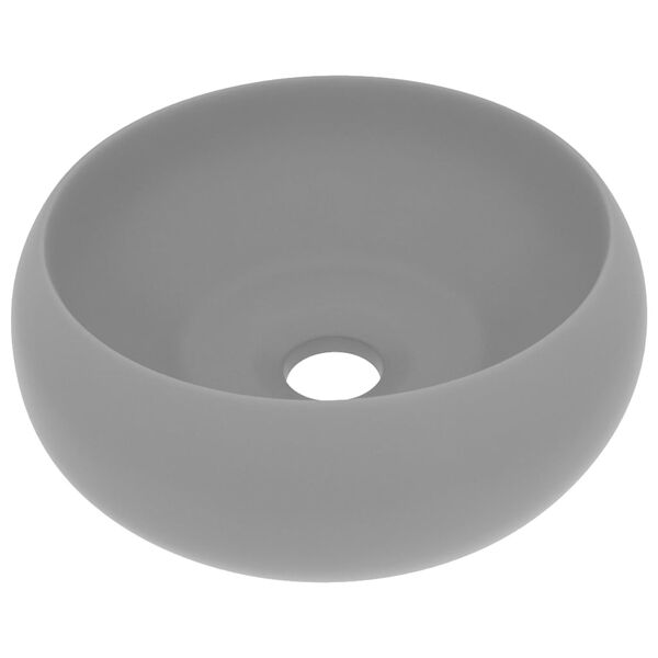 vidaXL Chiuvetă baie lux gri deschis mat 40x15 cm ceramică rotund