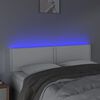 vidaXL Tăblie de pat cu LED, alb, 144x5x78/88 cm, piele ecologică