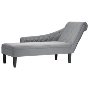 vidaXL Șezlong cu pernă și cotieră dreaptă, gri deschis, textil