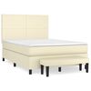 vidaXL Pat box spring cu saltea, crem, 140x190 cm, piele ecologică