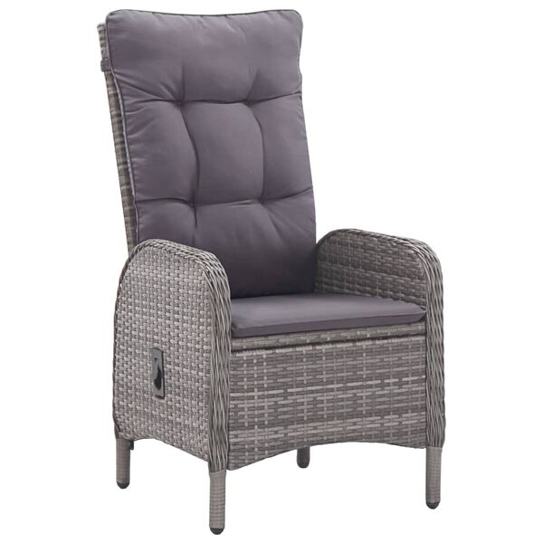 vidaXL Set mobilier de grădină cu perne, 5 piese, gri, poli ratan