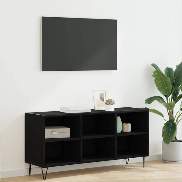vidaXL Cabinet TV Stejar Negru 103,5 x 30 x 50 cm Lemn compozit