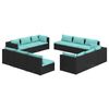 vidaXL Set mobilier de grădină cu perne, 12 piese, negru, poliratan