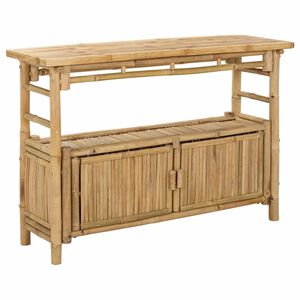 vidaXL Masă de consolă cu raft cu ușă natural 110 x 35 x 75 cm Bambus