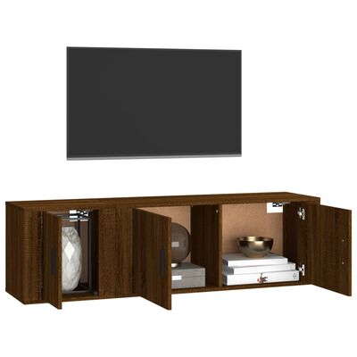 vidaXL Set dulapuri TV, 2 piese, stejar maro, lemn prelucrat