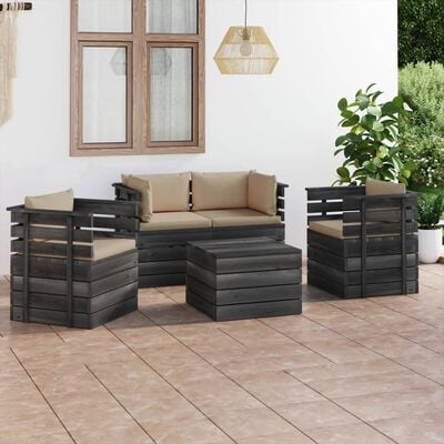 vidaXL Set mobilier grădină paleți cu perne 5 piese lemn masiv pin