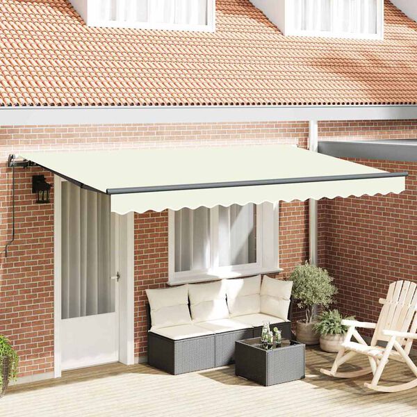 vidaXL Cortina Retractabilă Manual Crem 350 x 200 cm țesătură