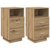 vidaXL Noptiere 2 buc cu 2 sertare Stejar artizanal 36x36x68 cm