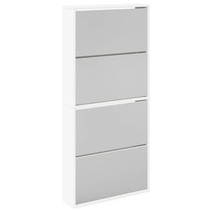 vidaXL Pantofar cu 4 niveluri și oglindă, alb, 63 x 17 x 134 cm