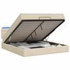 vidaXL Pat Ottoman cu Saltea și LED Crem 180 x 200 cm Țesătură