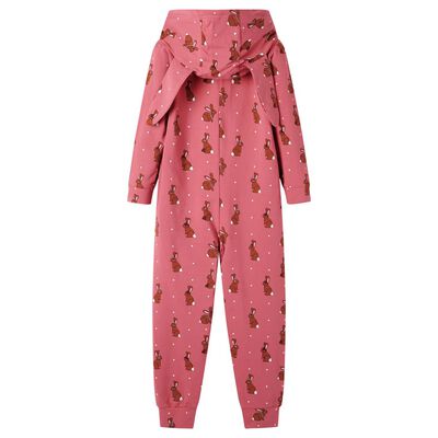 Costum salopetă pentru copii cu glugă, roz antichizat, 140