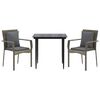 vidaXL Set mobilier de grădină cu perne, 3 piese, negru/gri, poliratan