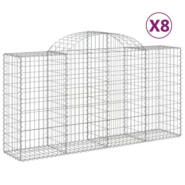 vidaXL Coșuri gabion arcuite 8 buc, 200x50x100/120 cm fier galvanizat