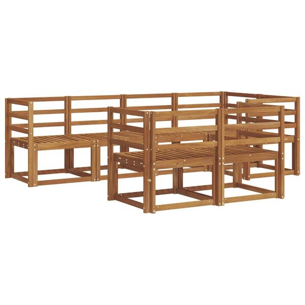 vidaXL Set de canapele de exterior cu pernă 7 pcs Natural și Antracit