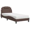 vidaXL Pat, Viana, cu saltea, maro, 90x200 cm, piele ecologică