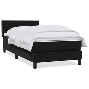 vidaXL Pat box spring cu saltea, negru, 90x210 cm, catifea