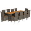 vidaXL Set mobilier de grădină cu perne, 11 piese, gri, poliratan
