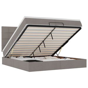 vidaXL Cadru de pat otoman cu saltele Taupe 200x200cm țesătură