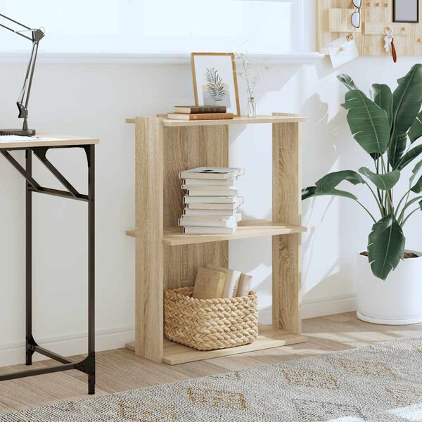 vidaXL Bibliotecă 3 niveluri stejar sonoma 60x30x80 cm, lemn prelucrat