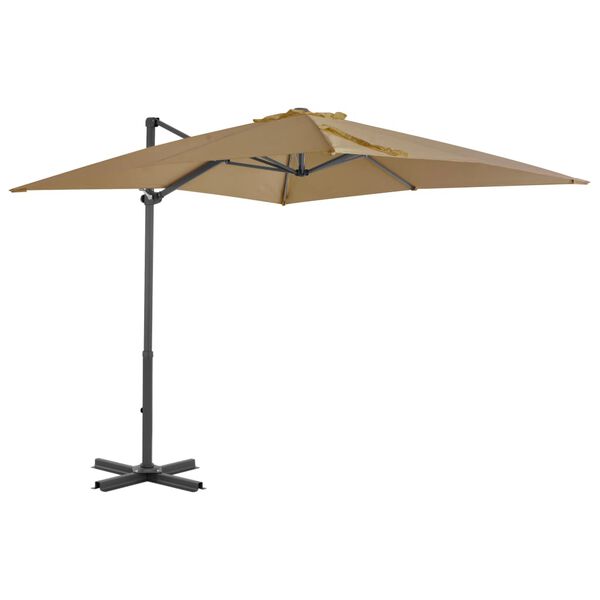 vidaXL Umbrelă &icirc;n consolă de grădină, st&acirc;lp aluminiu, taupe 250x250 cm