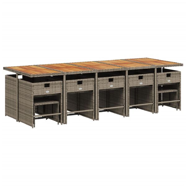 vidaXL Set mobilier de grădină cu perne, 15 piese, gri, poliratan