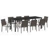 vidaXL Set de masă pentru grădină 9 pcs Maro Rattan poli