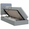 vidaXL Pat cu LED și saltea Gri deschis 90 x 190 cm Țesătură