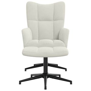 vidaXL Scaun de relaxare cu taburet, alb crem, catifea